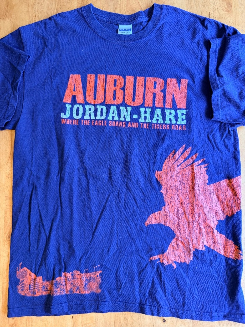 Gildan Auburn Jordan-Hare Stadium Eagle Graphic T-Shirt Navy Blue Mens Large 679